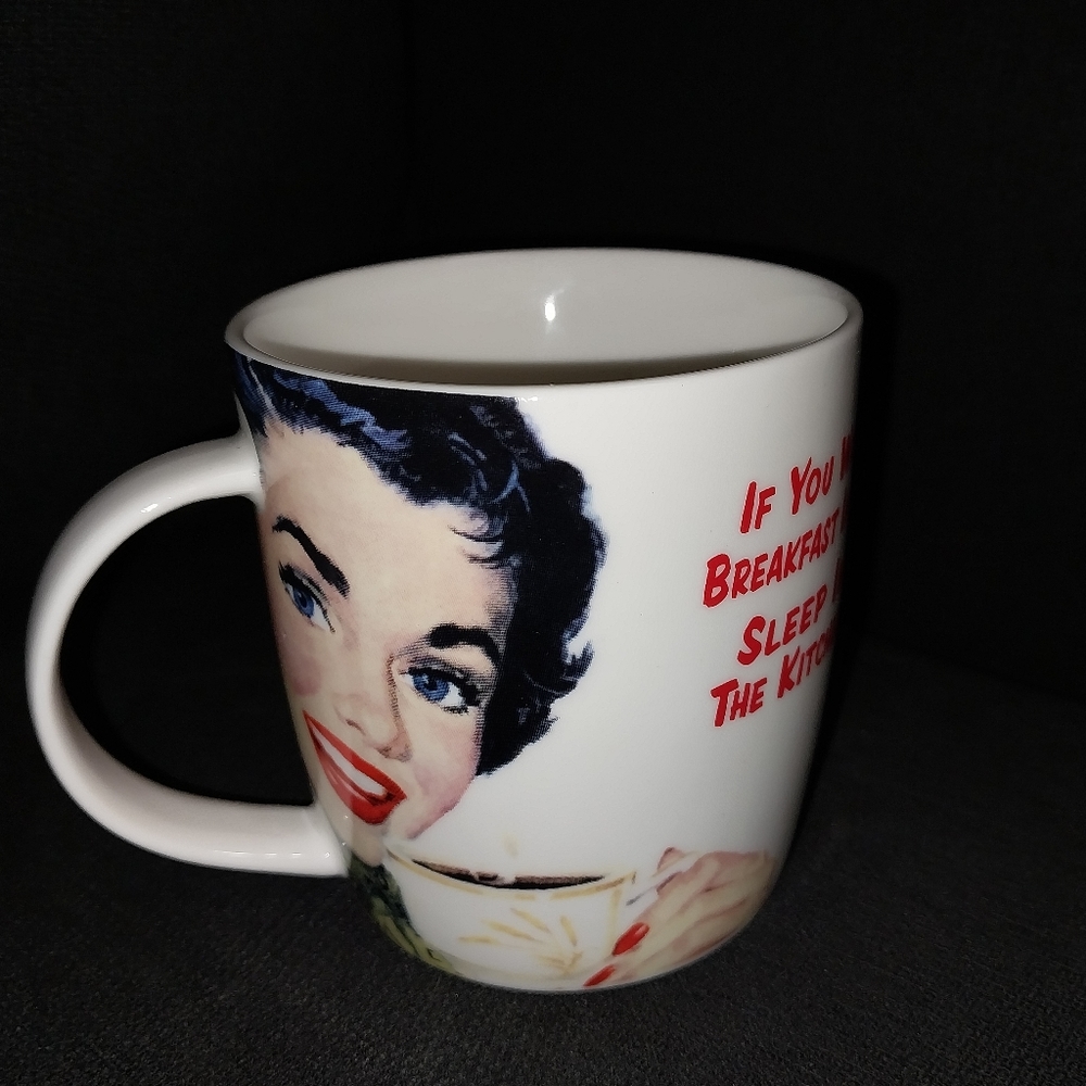 Ephemera Humor Mug If You Want Breakfast in Bed Sleep in the Kitchen